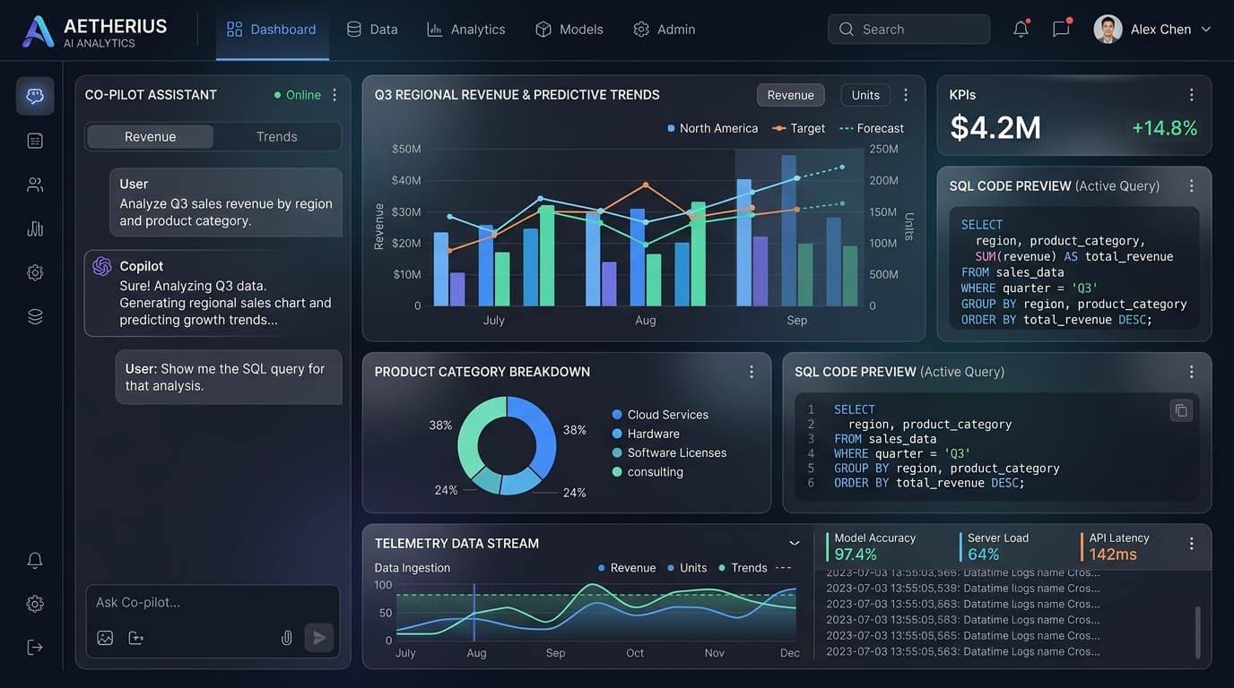 AI enterprise intelligence platform query dashboard and visualization