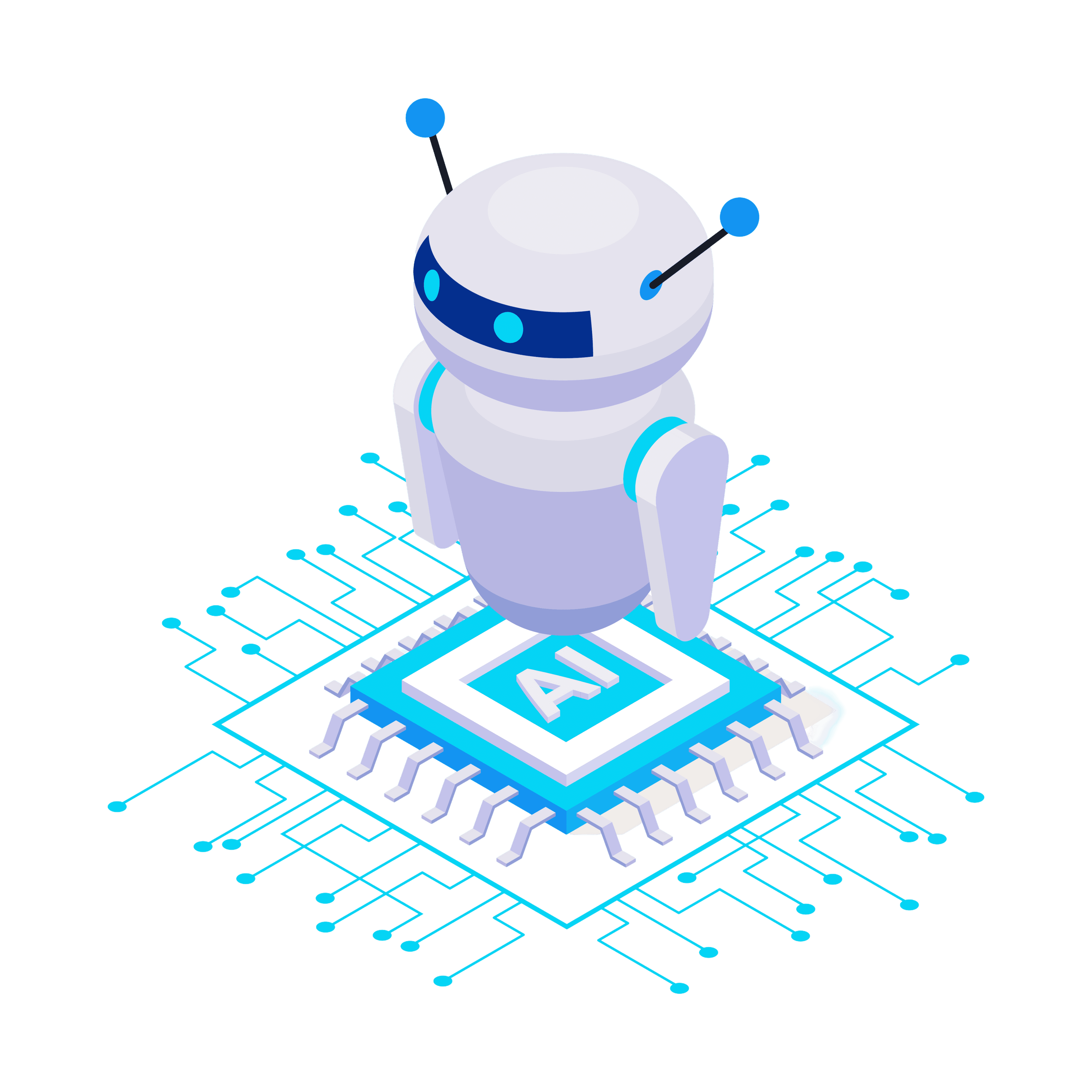 AI Chatbot Robot on Circuit Chip