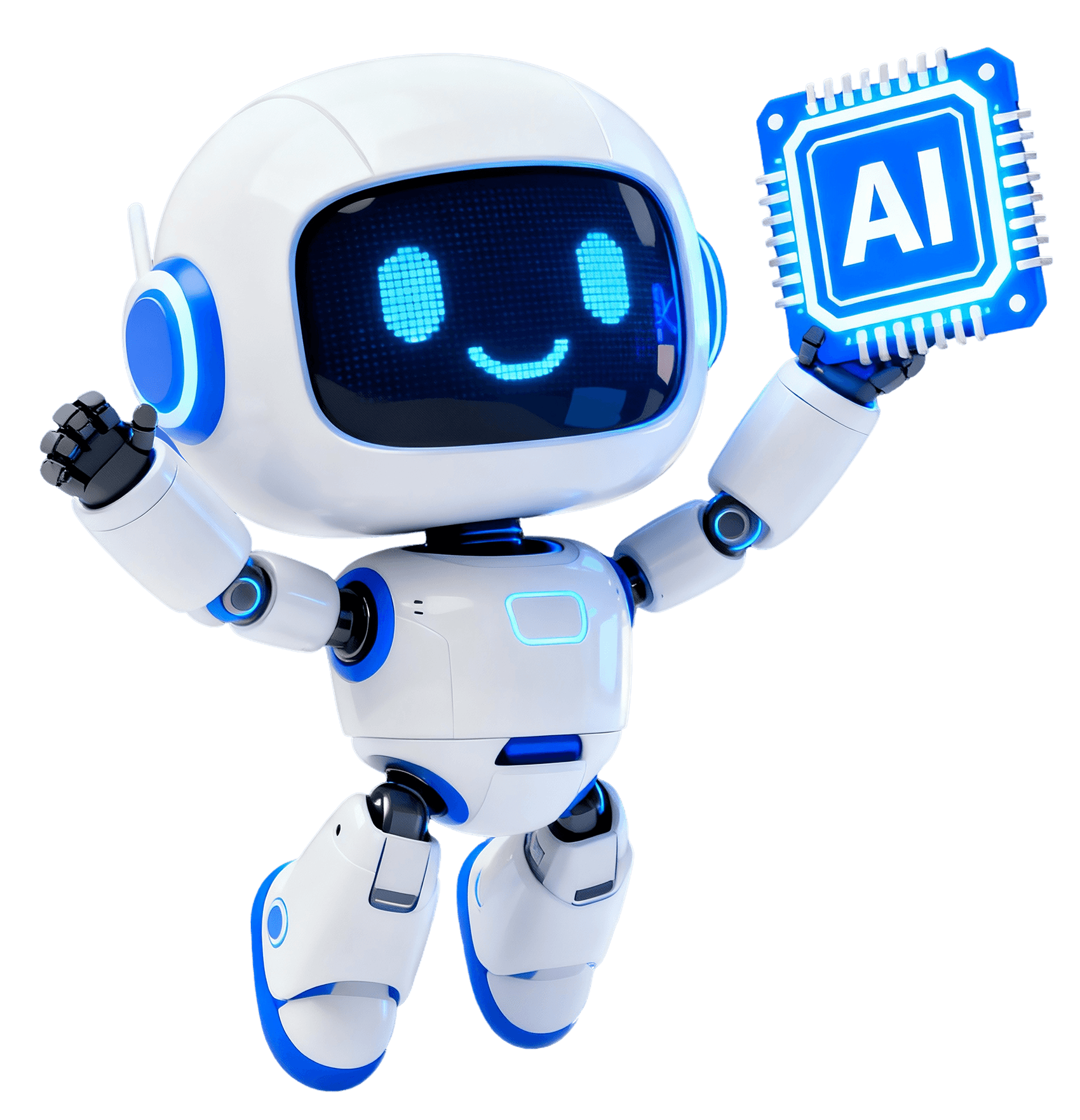 AI Robot Assistant holding Chip