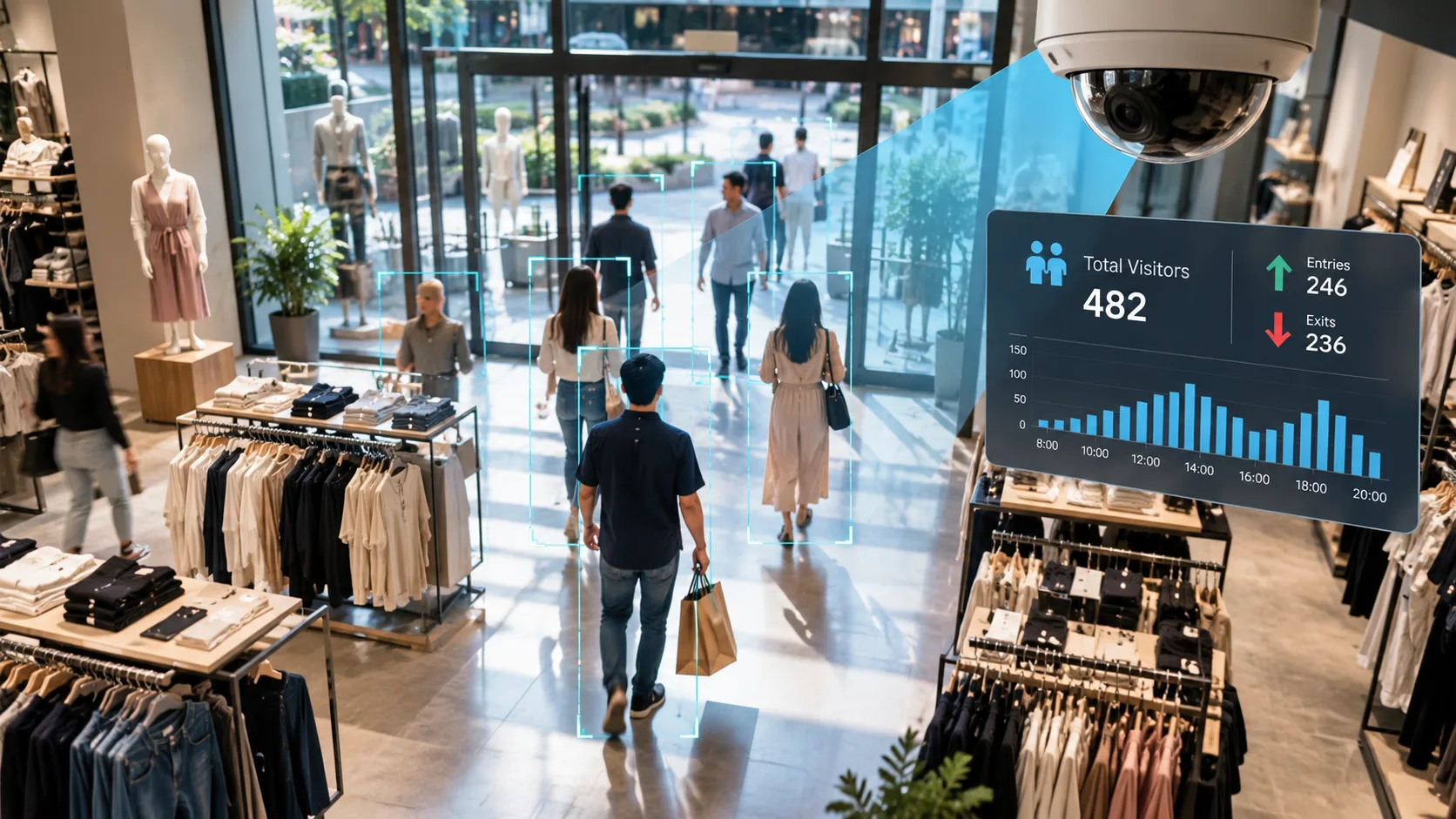 Retail People Counting & Customer Footfall Analytics System: Store Traffic & Demographic Intelligence.